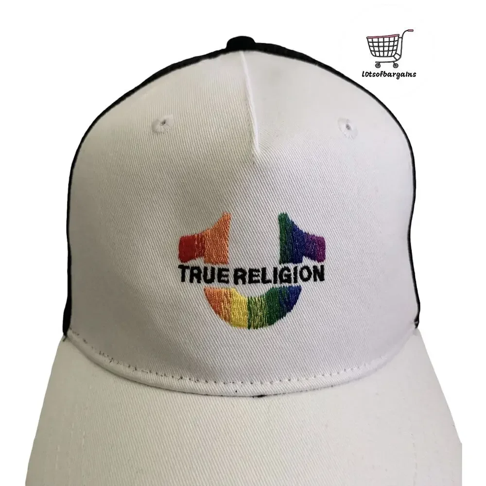 True Religion Horseshoe Logo White PRIDE Snapback Adjustable Trucker Hat Cap New